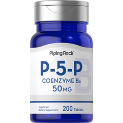Piping Rock front packaging showing bottle and 200 tablets benefit easy supply