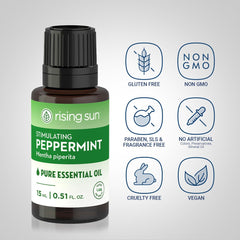 Close-up of Piping Rock peppermint oil color and clarity highlighting purity