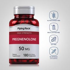 Bottle label close-up of Piping Rock Pregnenolone 50 mg