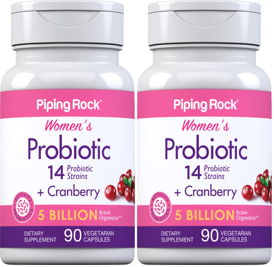 Piping Rock Probiotic with Cranberry for Women bottle and packaging