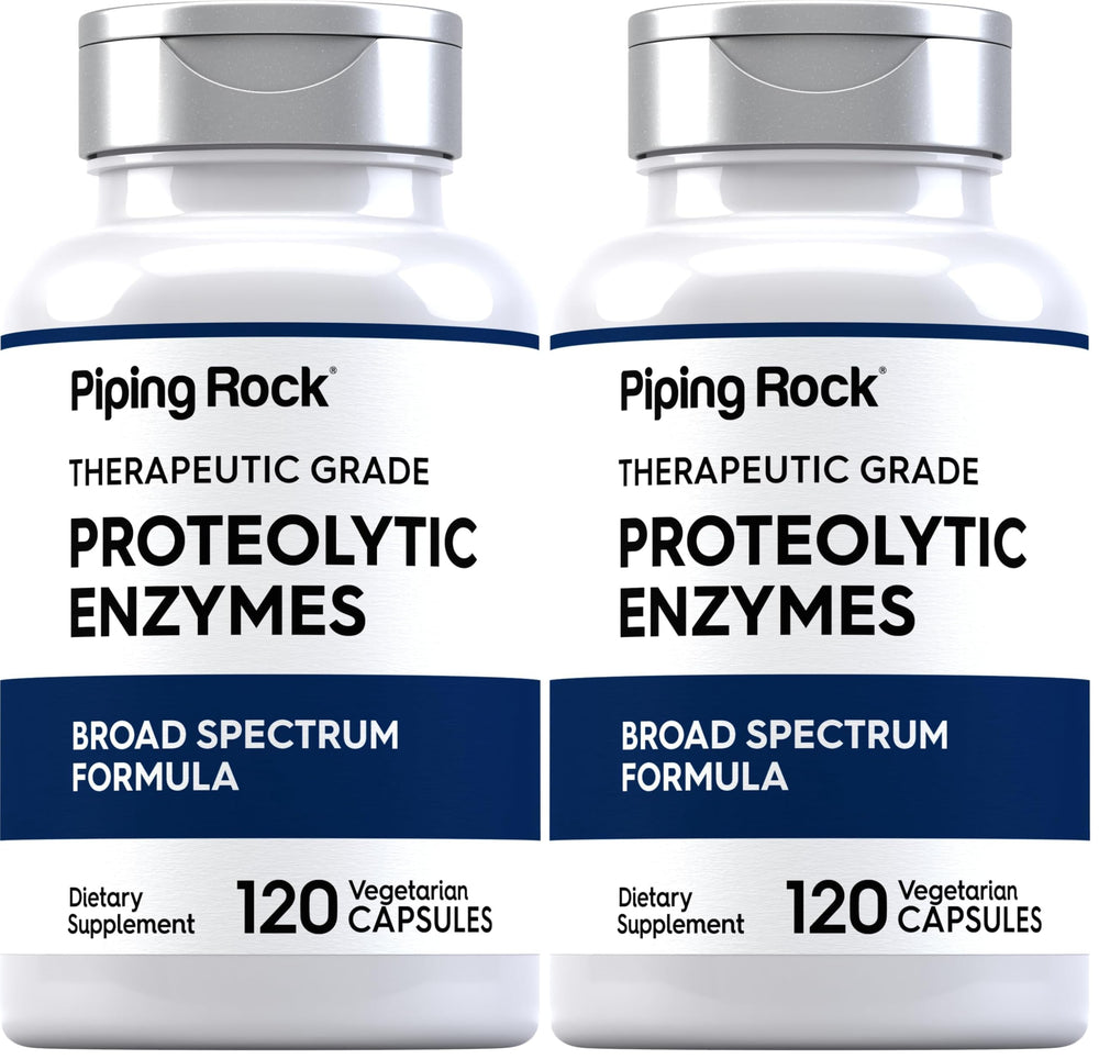 Piping Rock proteolytic enzymes supplement bottle with 120 capsules (Pack of 2)