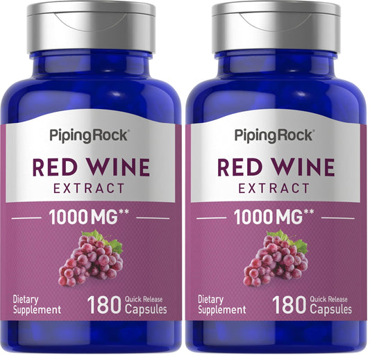 Piping Rock Red Wine Extract Capsules bottle label - 1000mg