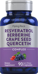 Piping Rock Resveratrol Berberine Grape Seed & Quercetin Complex bottle – 90 capsules