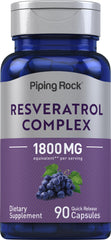 Piping Rock Resveratrol Complex 1800 mg bottle - front view