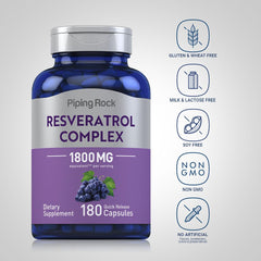 Piping Rock label detail highlighting resveratrol extract and testing benefit