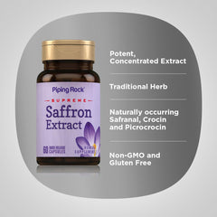 Piping Rock label close-up showing saffron extract ingredients and testing