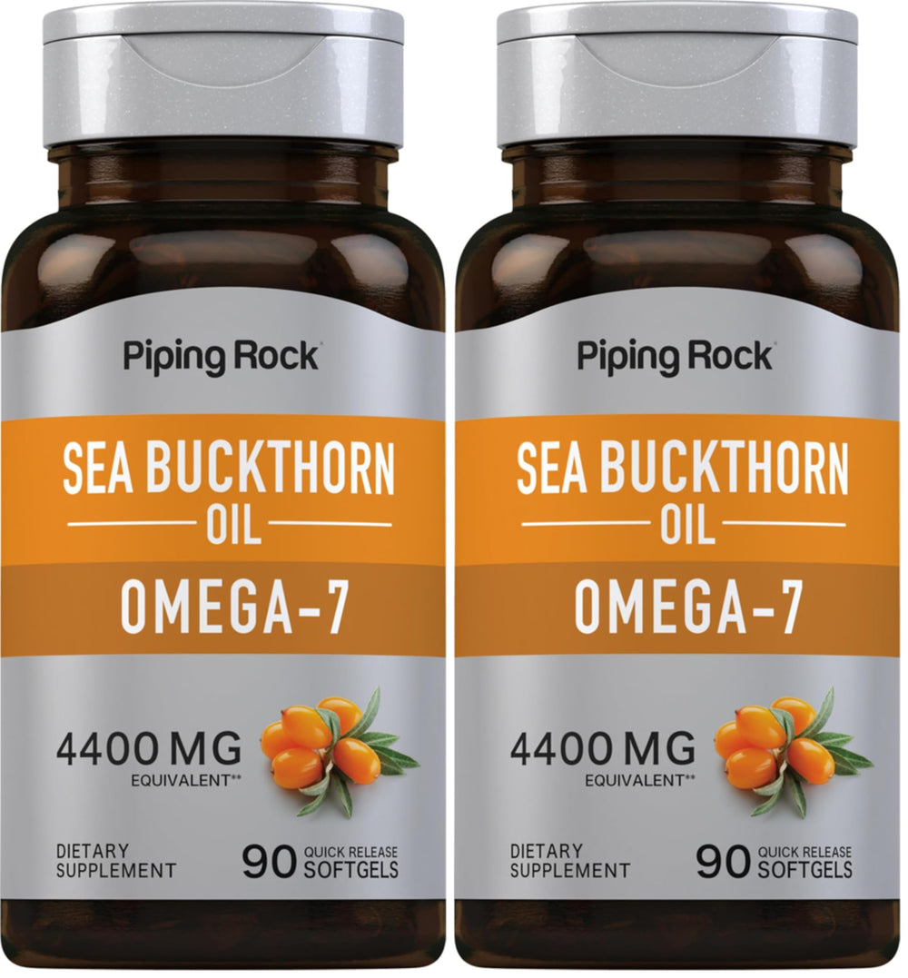 Front view of Piping Rock Sea Buckthorn Oil Capsules bottle (Pack of 2)