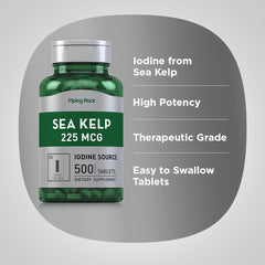 Piping Rock bottle next to common items for scale to show the 500-tablet supply convenience