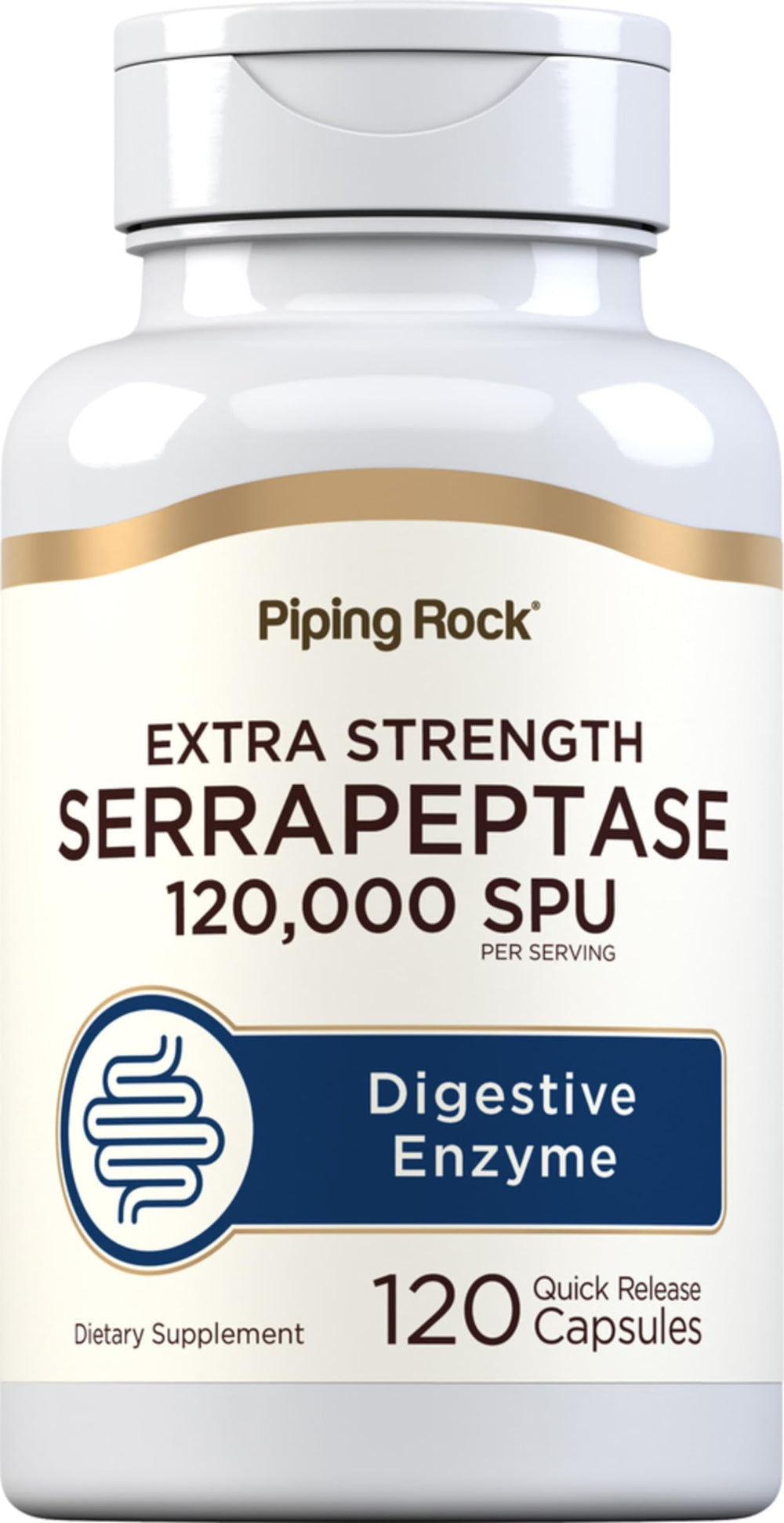 Piping Rock Serrapeptase 120000 SPU bottle and label
