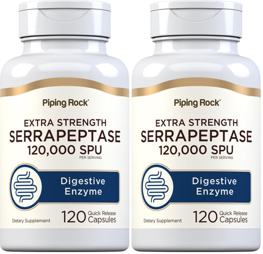 Piping Rock Serrapeptase 120000 SPU bottle with 120 capsules