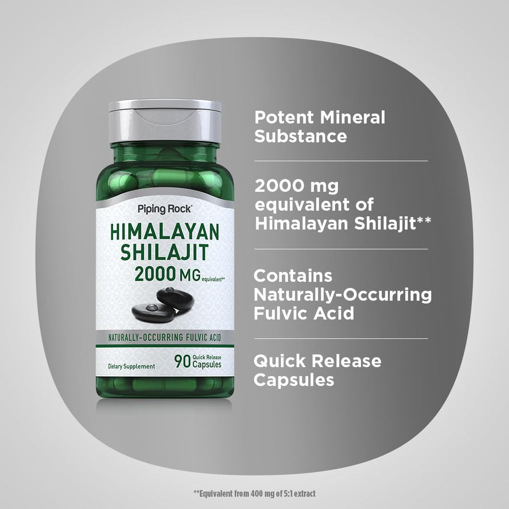 Piping Rock Shilajit Capsules packaging with Himalayan Fulvic Acid