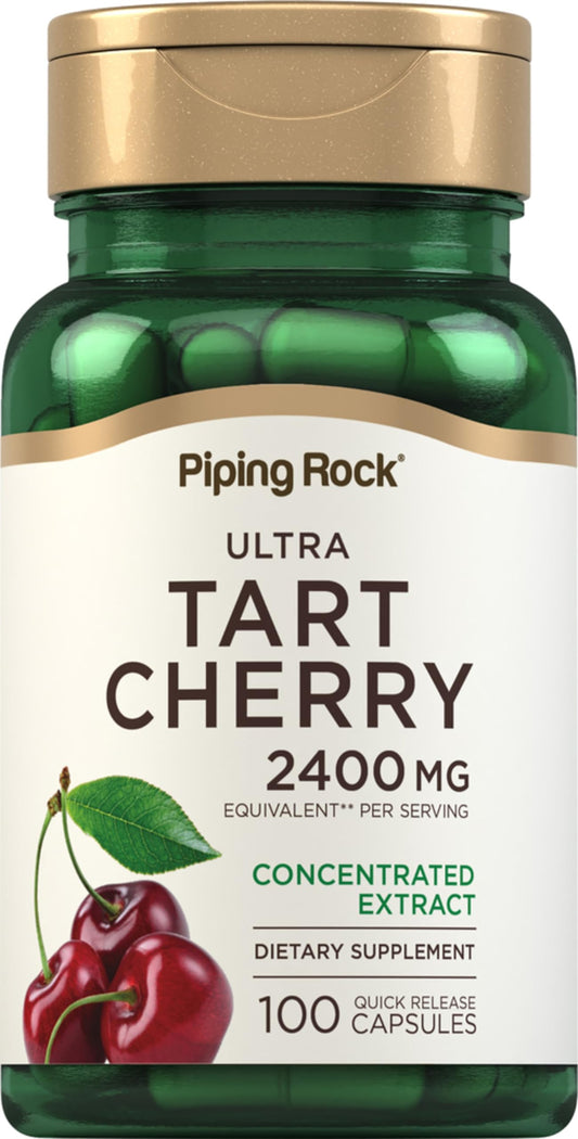 Piping Rock Tart Cherry Capsules bottle front label - 100 count
