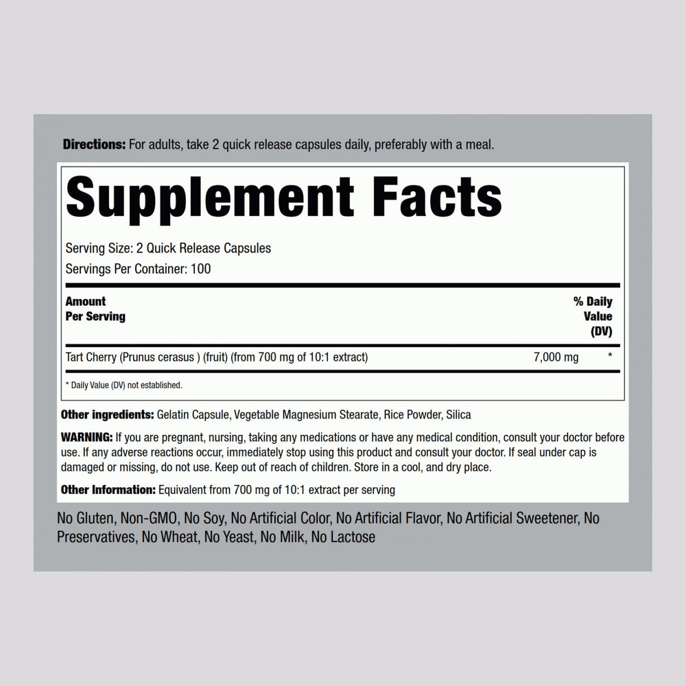 Close-up of Tart Cherry Extract capsules in blister pack