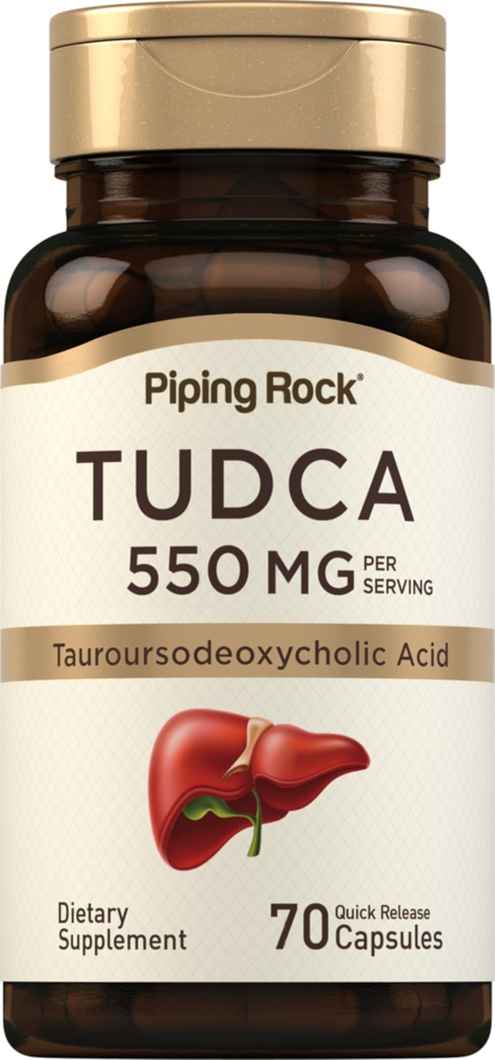 Piping Rock front label showing product name and 70 capsules benefit clarity