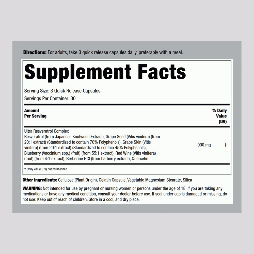 Graphic highlighting Piping Rock Ultra Resveratrol Complex
