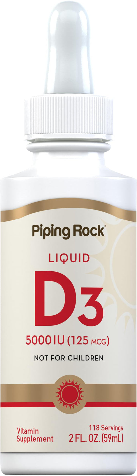 Piping Rock bottle front view showing label and serving size benefit