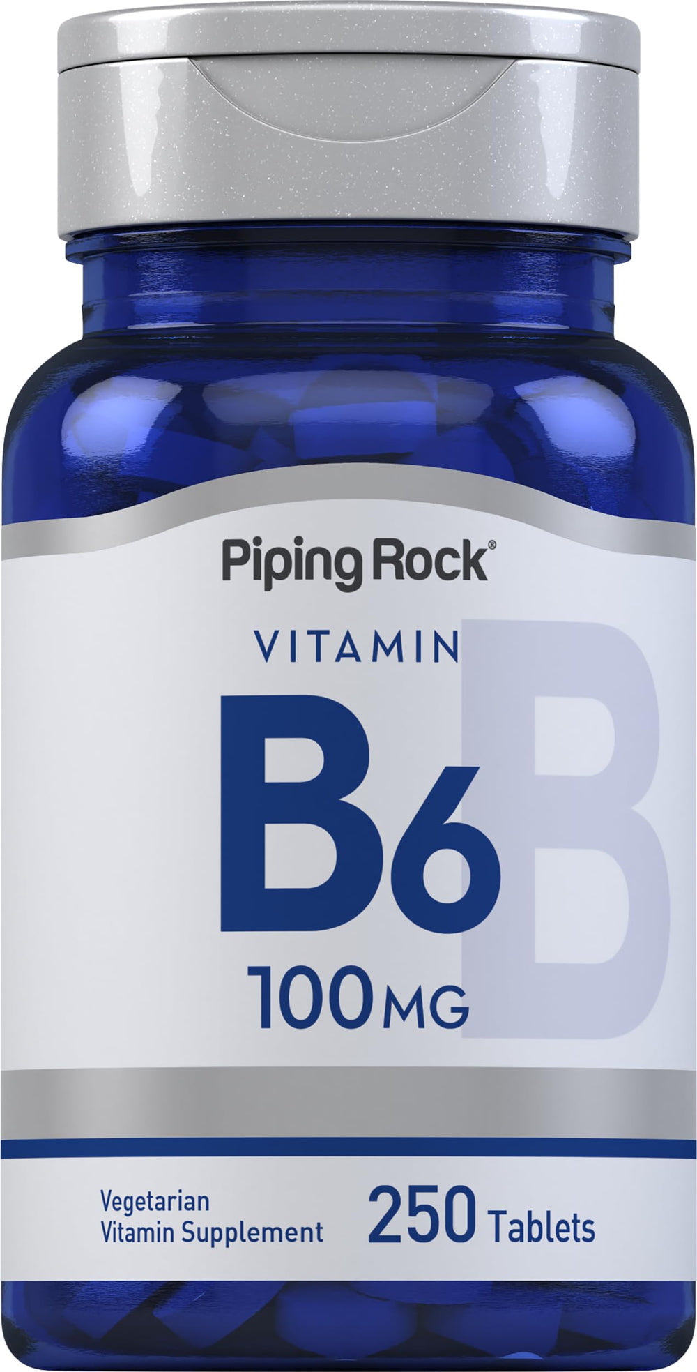 Bottle of Piping Rock Vitamin B-6 100mg with 250 tablets