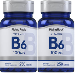 Front view of Piping Rock Vitamin B-6 100mg bottle