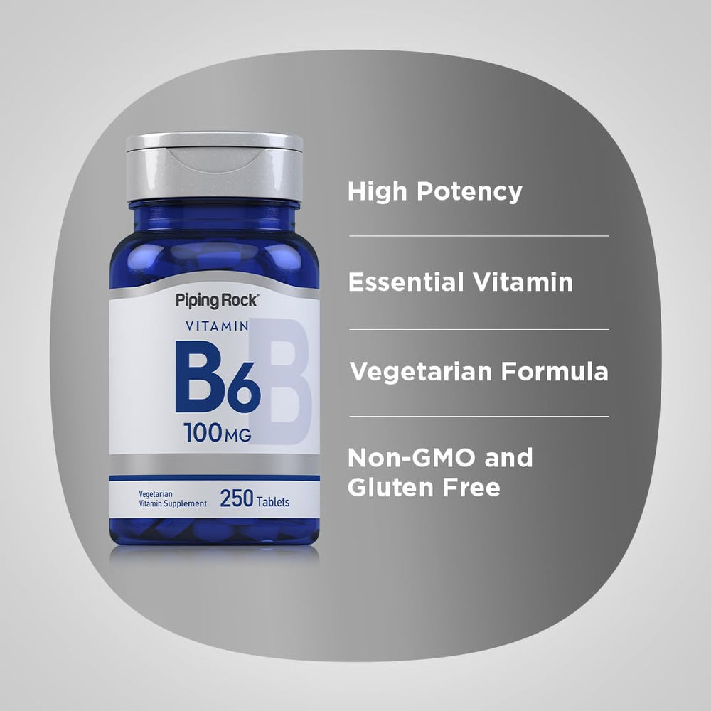 Full packaging of Piping Rock Vitamin B-6 100mg