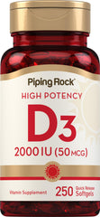 Piping Rock front packaging showing bottle and 250-count supply benefit