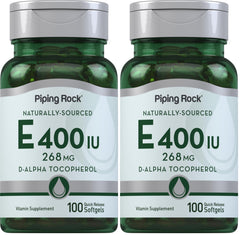 Bottle front view of Piping Rock Vitamin E 400 IU Softgels