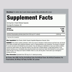 Front view of Piping Rock Yohimbe 2200 mg supplement bottle