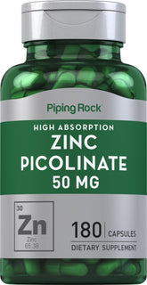 Piping Rock Zinc Picolinate 50mg bottle - front view