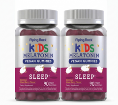 Piping Rock Kids Melatonin Gummy 1mg – Cherry, 90 Gummies | Vegan, Non-GMO, Gluten Free (Pack of 2)