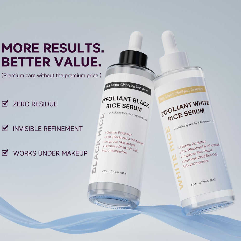 PIVETOS Black and White Rice exfoliant applied gently to refine texture.