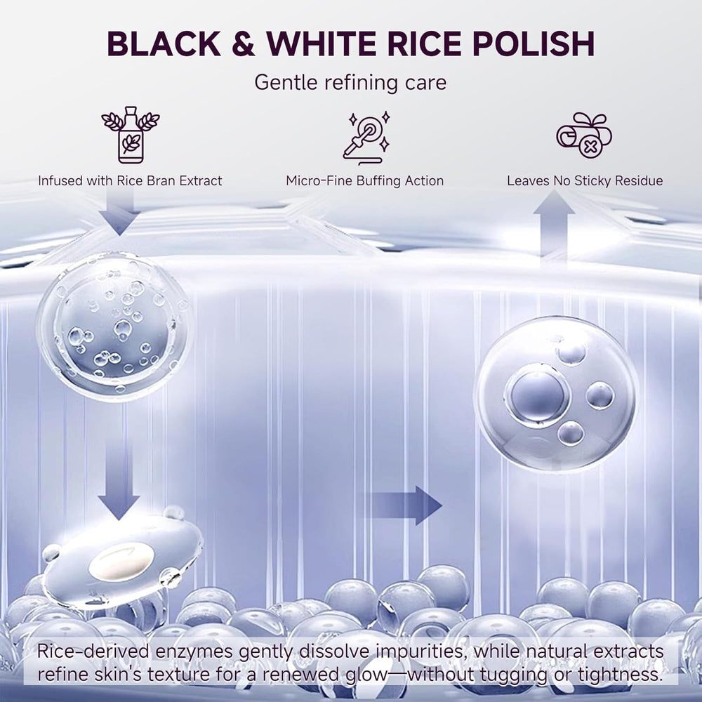 PIVETOS Rice Peel Exfoliating Shot formula dissolves impurities gently.