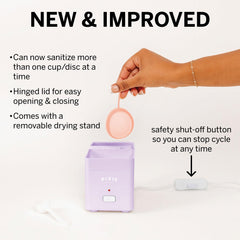 Pixie Cup sterilizer 3-minute cycle for fast, convenient sanitizing.