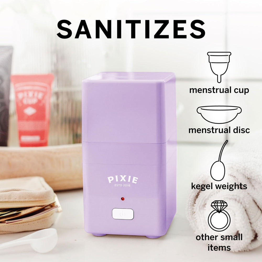 Pixie Cup sterilizer auto shut-off ensures safe, hands-off operation.