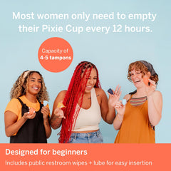 Pixie Cup tampon-alternative image demonstrates easy insertion and confident everyday wear
