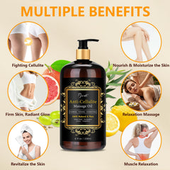 Hands applying massage oil to leg for cellulite treatment