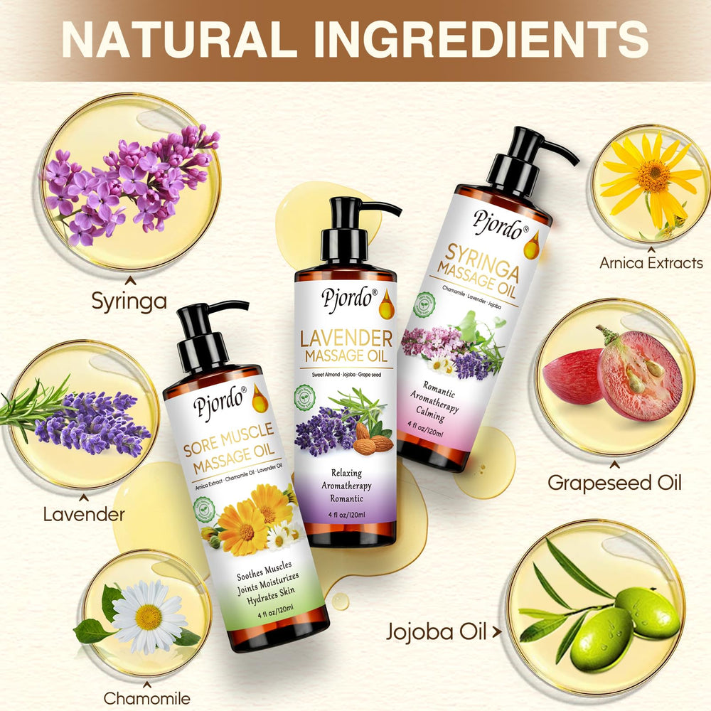 Pjordo Aromatherapy lavender massage oil bottle
