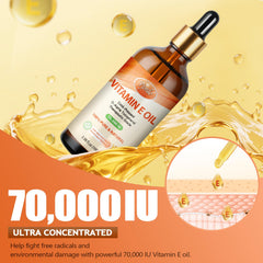 Close-up of vitamin E oil texture showing lightweight absorption