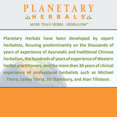 Back view of Planetary Herbals Mullein Lung Complex bottle showing manufacturing information