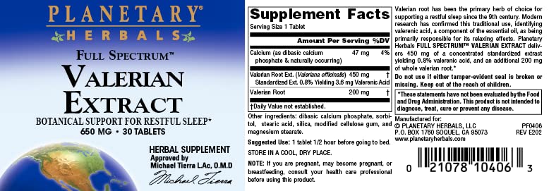 Two valerian tablets shown as a serving