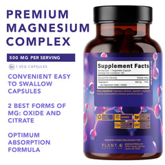 Label highlighting high absorption magnesium oxide and citrate 500mg