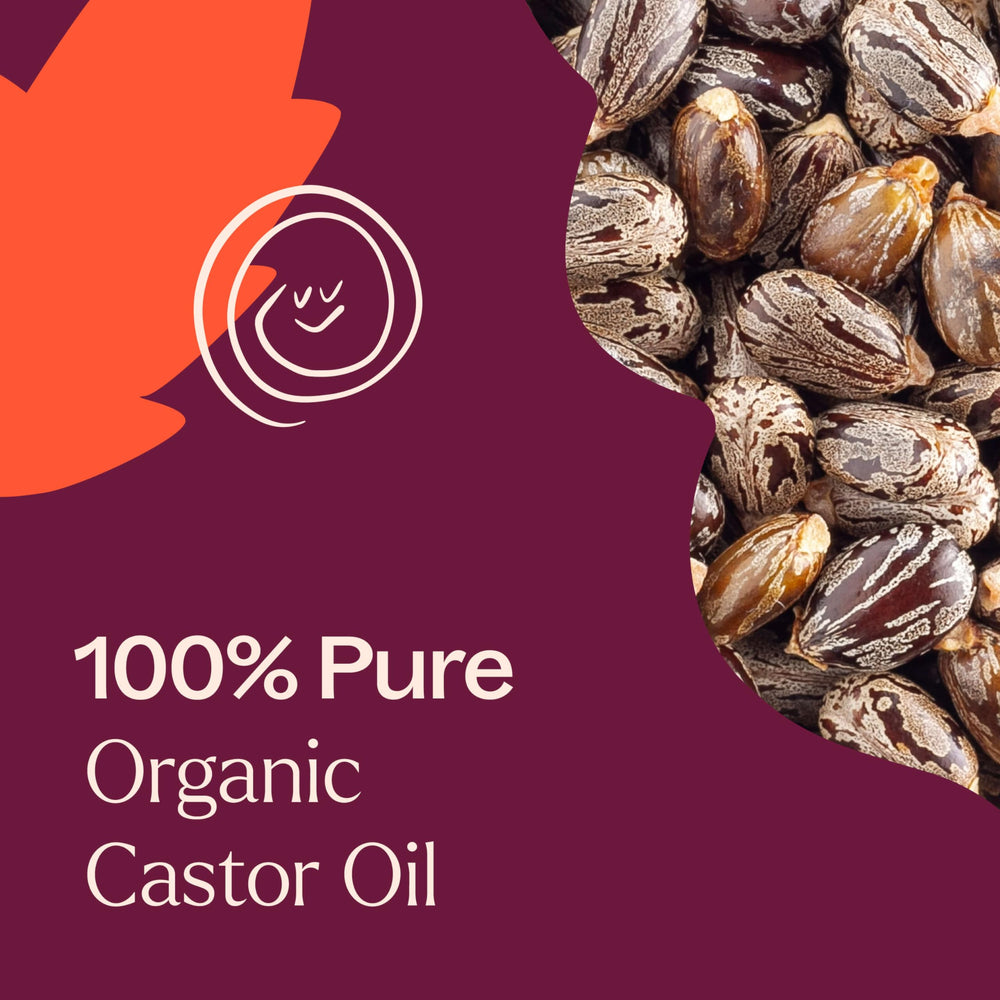 Castor oil bottle with organic certification on label