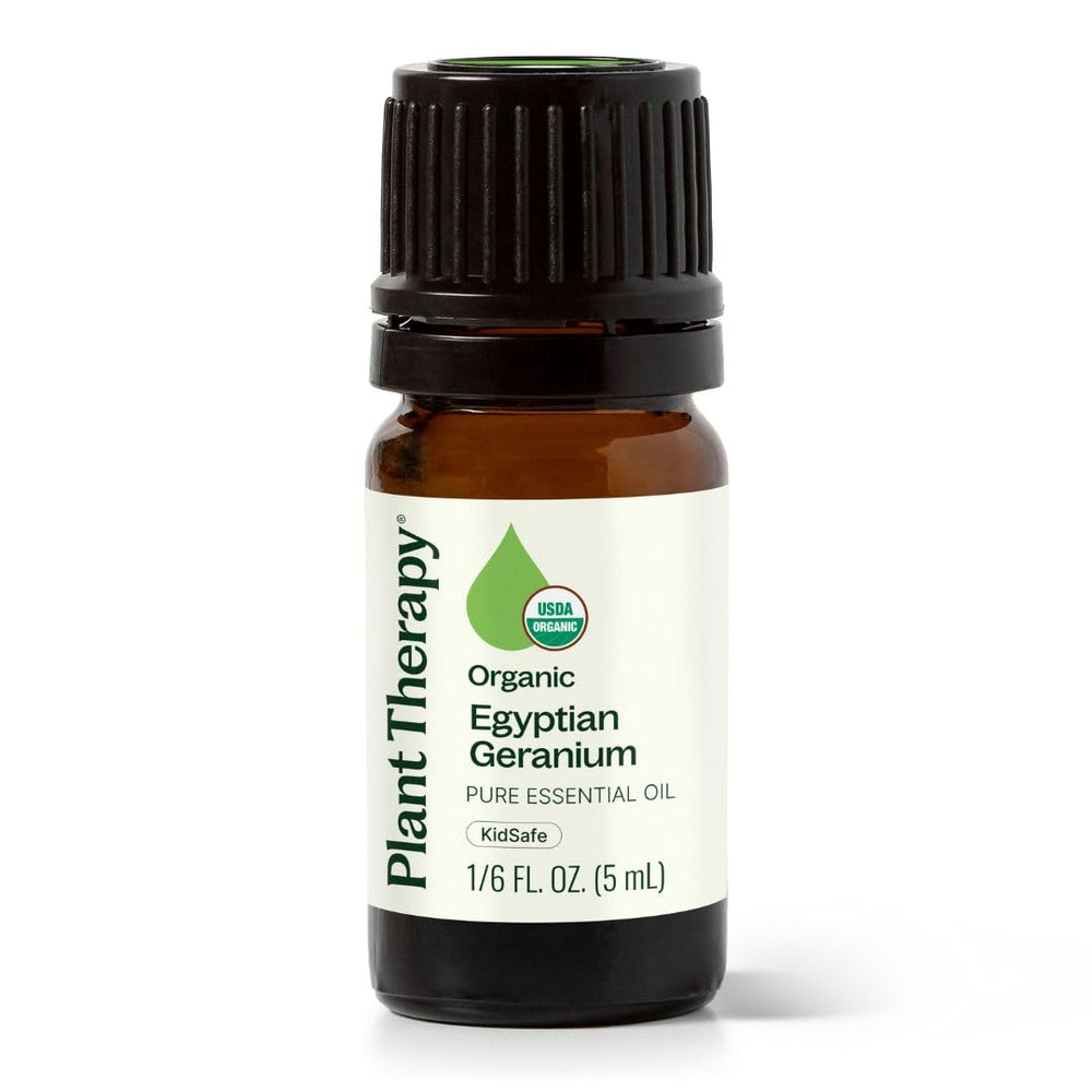 5 mL bottle of Plant Therapy Organic Egyptian Geranium essential oil