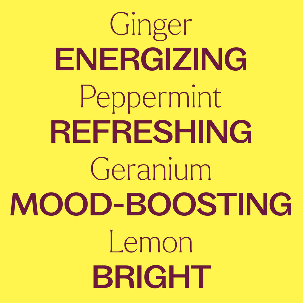 Close-up of essential oil blend ingredients (orange, lemon, peppermint, eucalyptus, ginger, geranium)