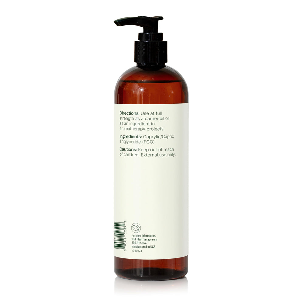 Lifestyle scene with Fractionated Coconut Oil bottle and natural background