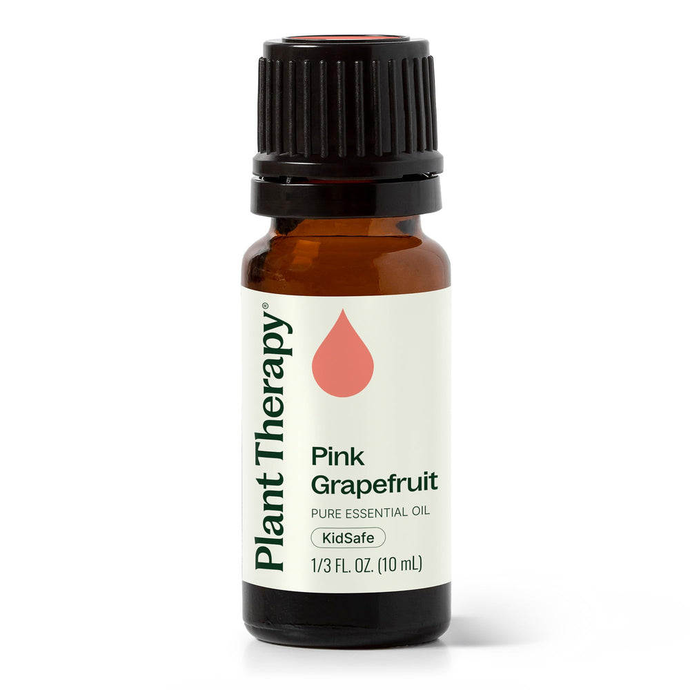 Pink Grapefruit essential oil bottle with pink label