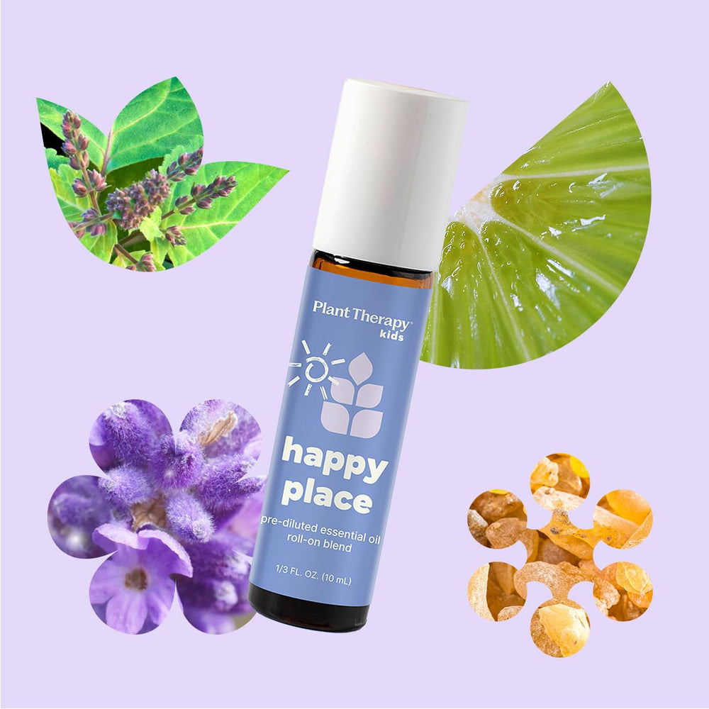 Close-up of Happy Place label on bottle