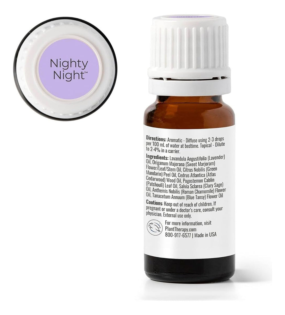 Close-up of Plant Therapy KidSafe Nighty Night bottle with dropper