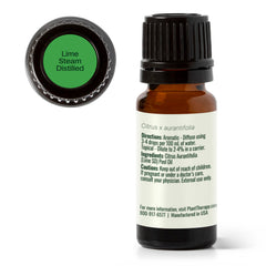 Close-up of Lime Steam Distilled Essential Oil bottle