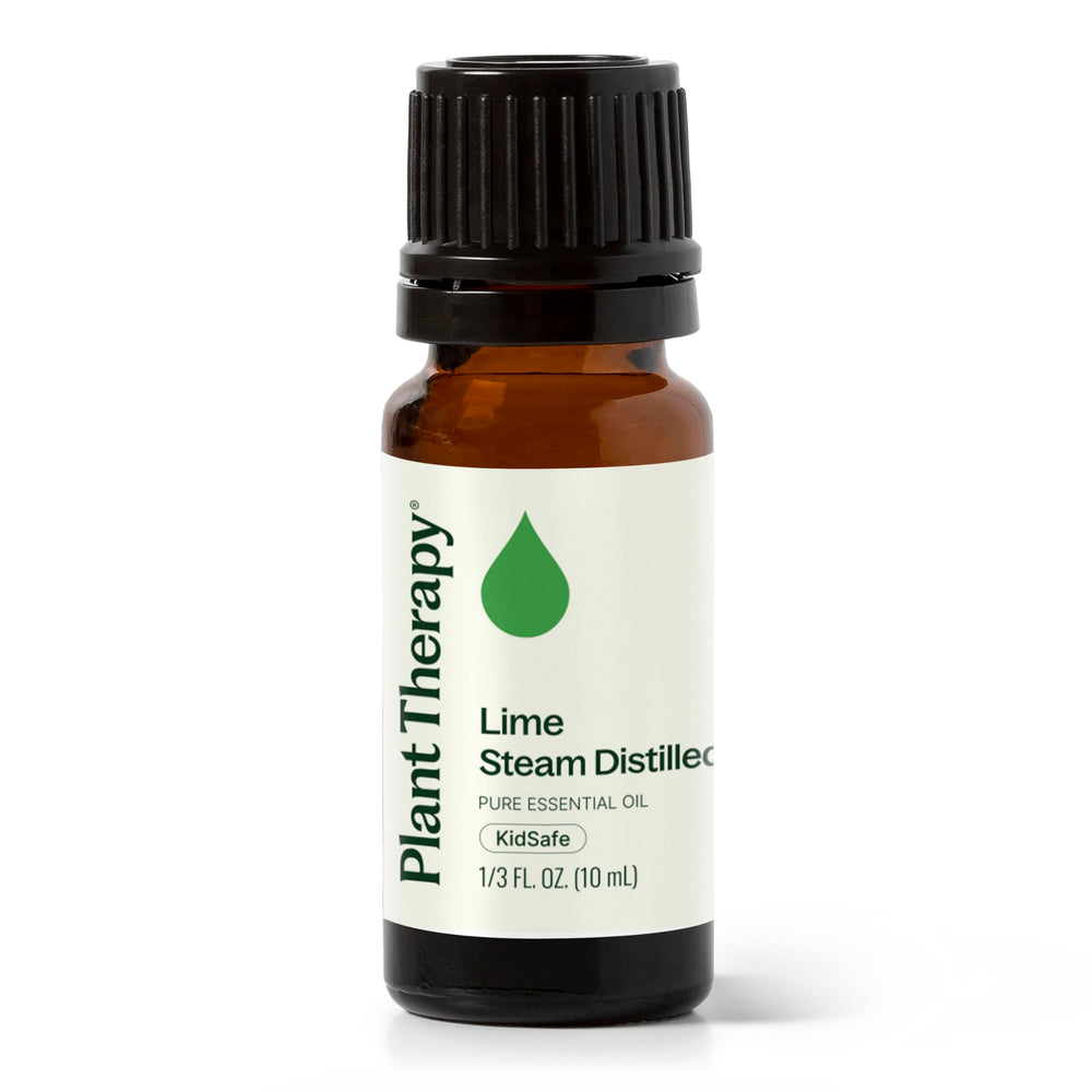 Front view of Plant Therapy Lime Steam Distilled Essential Oil 10 mL bottle