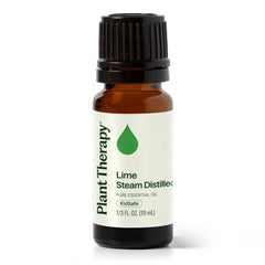 Front view of Plant Therapy Lime Steam Distilled Essential Oil 10 mL bottle