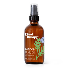 Front view of Plant Therapy Nerve Body Oil with Arnica 4 oz bottle